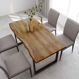 QIONGHA Eettafel, eettafel, keukentafel, eettafel, 160 x 80 x 76 cm, acaciahout, massief g