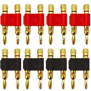 8 stks/gouden connector stapelbaar 4 mm dubbele rij banaanstekker dubbele luidspreker luidspreker twee-positie audiostekker (kleur: 8 rood)