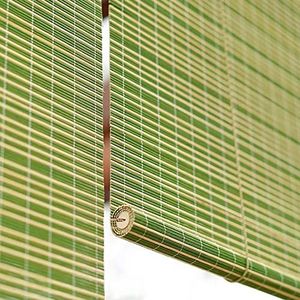 Bamboe oprolbare tinten buitenshuis, groene bamboe rolgordijnen, pergola balkon bamboe jaloezieën met haken, natuurlijk Romeins gordijn, zonnescherm voor binnen/buiten, op maat (B 140 x H240 cm (55 x
