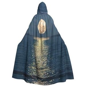 EdWal Bright Moon at Sea Hippie print Unisex Hooded Mantel, Cosplay Heks Mantel, Volwassen Vampieren Cape, Carnaval Feestbenodigdheden