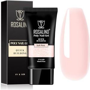 ROSALIND Poly Nail Gel Roze Kleur, 60ml Builder Nagel Uitbreiding Set, Gebruik met UV LED Lamp, Pink Color UV Nagellak Manicure Set, 1pcs