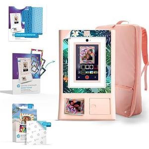 HP Sprocket Fotobooth Machine Instant Kleur Foto Printer Roze CADEAU Bundel + Zink Papier 100 Vellen + Gepolsterde Draagtas + Premium Schermbeschermer x2 + Decoratieve Stickerframes x15, Pink
