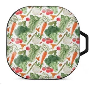 Aquarel Groenten Oordopjes Hoesje Compatibel met Samsung Hard Shell Beschermhoes Zwart-Stijl