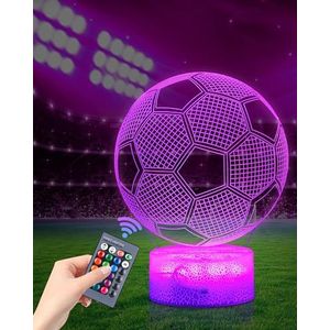 Zawaer Nachtlampje voor kinderen, voetballamp, 3D-led-nachtlampje met afstandsbediening, 16 kleurwisselende leds, touch-nachtlampje, cadeaus voor verjaardag of Kerstmis, decoratie voor kinderen