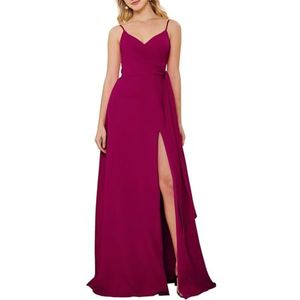 HPPEE Jurken voor dames, V-hals, bruidsmeisjesjurk, mouwloos, chiffon, bruidsmeisje, formele avondjurk, Woestijnroos, 38