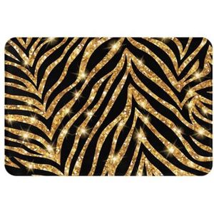 Gouden zebra dierenprint, deurmat badmat antislip vloermat zachte badkamermat absorberende badkamermat 40 x 60 cm