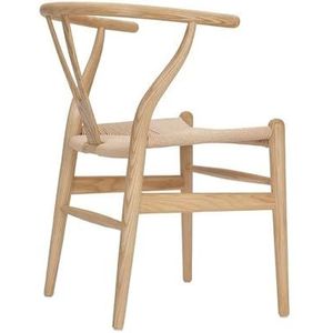 Y Chair (Wishbone Chair) massief houten eetkamerstoel met armleuning uit het midden van de eeuw en zitting van hennep (gemaakt van essenhout - walnoot) (essenhout - walnoot).(Ash Wood - Walnut,Pack of