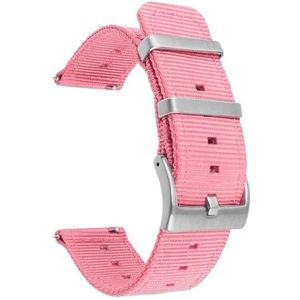 Jeniko Weave nylon band 18 mm 20 mm 22 mm 24 mm roestvrijstalen hoepelgesp horlogeband heren dames snelsluiting waterdichte polsband (Color : Pink, Size : 24mm)