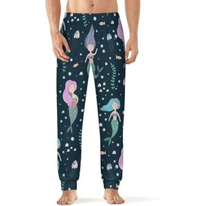 Schattige zeemeerminnen heren pyjama broek zachte lounge bodems met zak slaap broek loungewear