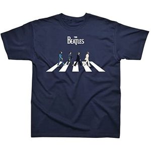 Spike Leisurewear Officieel gelicentieerd The Beatles 100% katoen korte mouwen klassiek T-shirt bedrukt met iconische abdij Road Design aan de voorkant. verkrijgbaar in maten klein, medium, large XL en XXL - blauw - M