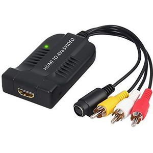 1080P HDMI to AV Converter CVBS S-Video Dual Outputs Adapter with LED Indicator Black