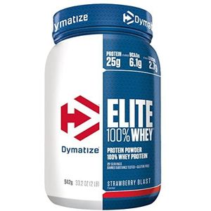 Dymatize Elite 100% Whey Strawberry Blast 942g - Poeder met hoog proteïne- en laag suikergehalte + weiproteïne en BCAA's
