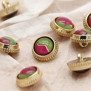 Knopen voor naaien 8 stuks vintage kleine gouden metalen knoppen for kleding vrouwen shirt jurk decoratieve handgemaakte naaiaccessoires-roze, 11 mm (Color : Green)