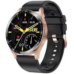 SMARTY2.0 - Smartwatch SW019D - Kleur zwart/brons - Bluetooth-oproepen, hartslag, 7 sportmodi, zeer efficiënte batterij - siliconen band - afmetingen 46 x 220 x 10,8 mm, Zwart, Standard, Modern