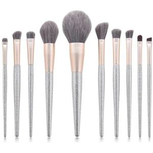 MQPALZKD 10 stuks make-up kwastenset penseeluiteinde zilver lisa poederkwast poeder blusherkwast make-up tools