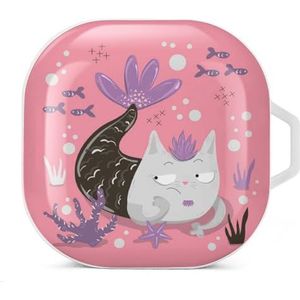 Zeemeermin kat oordopjes hoesje compatibel met Samsung hard shell beschermhoes wit stijl