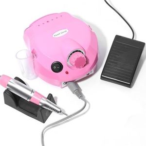 Acryl nagelboor - elektrische met voetpedaal, E-vijl, manicureset, nagelvijl nagelboorbits(Pink,US)