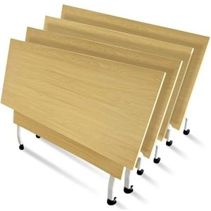 Conferentieruimtetafel - opvouwbare vergadertafel, houten opvouwbare vergadertafel vergadertafels, 140 x 60 x 75 cm vergadertafels, flip-top mobiele trainingstafel met stille zwenkwielen (kleur: