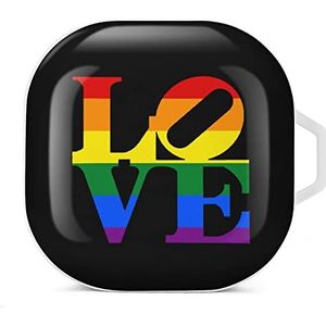 Love LGBT Gay Pride Oordopjes Hoesje Compatibel met Samsung Hard Shell Beschermhoes Wit-Stijl