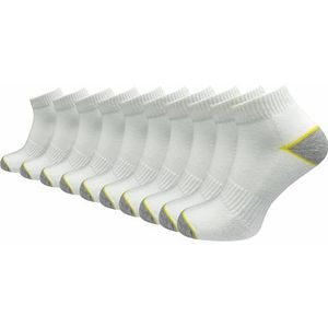 GAWILO 10 paar korte werksokken voor heren, hoog katoenaandeel, zonder drukkende teennaad, teen en hiel extra versterkt, wit, 43-46 EU