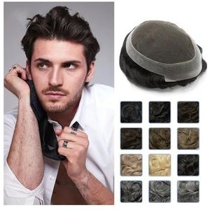 Herenpruik, Mannen Toupetje Zwitserse Kant Met PU Basis Pruik Mannelijke Haarprothese Heren Capillaire Prothese Vervangingssysteem,Blonde pruik(Beige Blonde,6x8)