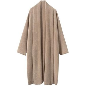 Dames Lange Kasjmier Cardigan, Zachte Oversized Wikkeltrui Met Sjaalkraag Winterjas(Khaki)