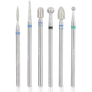 6-delige Nagelboor Bitjes, nagelboorset, nagelschuurbitset, nagelfrees van roestvrij staal, voor manicure, pedicure, nagelriemverwijdering, nagelriemgel, nagellak (JG#8)