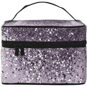 Sprankelende Lavendel Dame Glitter Glanzende Decor Art, Make-uptas Cosmetische Tas Draagbare Reizen Toilettas Potlood Case, zoals afgebeeld, Eén maat