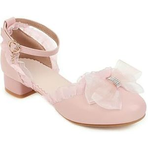 Mode Lente Vrouwen Hoge Hakken Mary Jane Pumps Party Bruiloft Wit Roze Beige String Kant Strik Prinses Cosplay Zomer Lolita Schoenen, roze, 37 EU