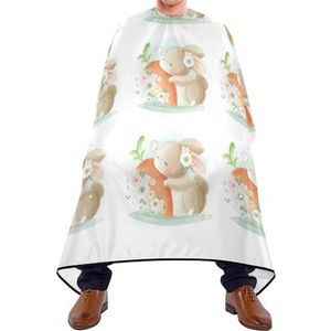 Kapper schort cape schattige elegante paashaas konijn met een grote wortel met bloemen kapper kapsel cape antistatische haar knippen jurk unisex kappers cape voor haar knippen kappers