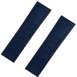 20mm 22mm 24mm zwart blauw rood geel armband siliconen rubberen horlogeband roestvrij gesp pasvorm for Navitimer/Avenger/Breitling riem (Color : Navy blue, Size : NO BUCKLE_20MM)