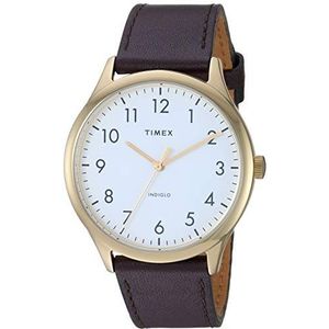 Timex Modern Easy Reader 40 mm horloge voor heren, Bruin/Goud-Toon/Wit, riem