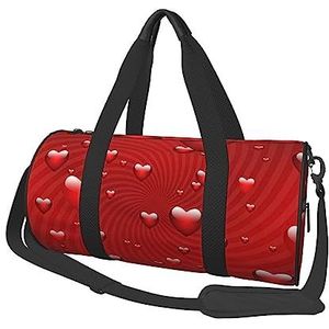 Valentine Red Love Hearts Gedrukt Sport Duffel Bag Gym Tote Bag Weekender Reistas Sport Gym Tas Voor Workout Overnachting Reizen Bagage Vrouwen Mannen, Zwart, One Size, Zwart, Eén maat