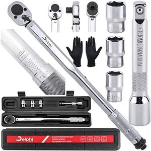 Delphi momentsleutel 1/2"" torque wrench 28-210 Nm, 21,19,17 mm voor auto en motorfiets, Aurlloct Draaisleutel 5-delig bandenreparatiegereedschap voor wielen