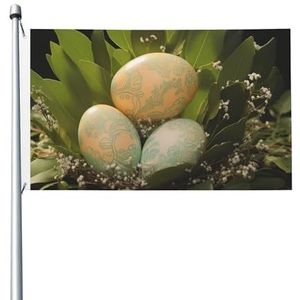 Vlag 3 x 5 ft banner dubbelzijdige eieren en bladeren print tuin vlaggen gepersonaliseerde outdoor vlag grappige vlag voor land patio gazon buiten decoratie boerderij