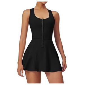 ROEUIPG Sportjurk met ritssluiting aan de onderkant, niet-verblindend, effen, comfortabel, voor de zomer, outdoor, hardlopen, ademend, fitness-tenniskleding (zwart, XL)