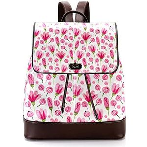 Gepersonaliseerde casual dagrugzak tas voor tiener roze bloemen patroon-01 schooltassen boekentassen, Meerkleurig, 27x12.3x32cm, Rugzak Rugzakken