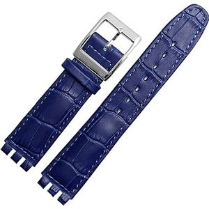 leer vervangingsbanden, horloges Polsband for mannen en vrouwen, 17 mm 19 mm echt kalfsleer polsband for Swatch horlogeband heren dames (kleur: rood, maat: 19 mm) (Size : Royal Blue)