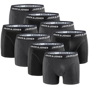 JACK & JONES Boxershorts voor heren, verpakking van 8 stuks, comfortabele katoenen boxershorts voor heren, nauwsluitende onderbroeken voor mannen, elastisch ondergoed voor elke dag, antraciet, M