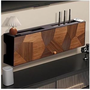 Wifi Router Wandmontage Kast Router Opbergdoos met Deuren Socket Stekkerbord DIY Kantoor en Thuis Muurdecoratie, Hout-Plastic,76x12x28cm (Size : C