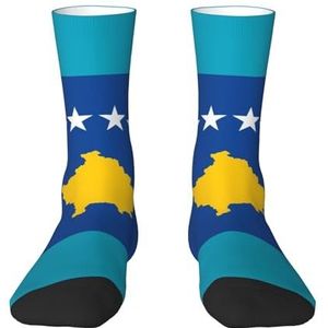Evengigy Vlag van Kosovo Grappige Sokken Crazy Fashion Cool Gepersonaliseerde Zachte Crew Sokken voor Mannen Vrouwen Unisex, Wit, One size