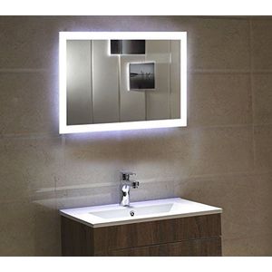 Dr. Fleischmann Badkamerspiegel LED spiegel GS084N met verlichting door gesatineerde lichtvlakken badkamerspiegel (80 x 60 cm, koud wit)