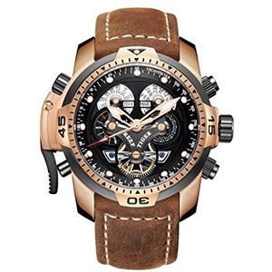REEF TIGER Militaire Horloges Voor Mannen Lederen Band Sport Horloge Ingewikkelde Automatische Horloges RGA3503, Rga3503-pbsb, riem