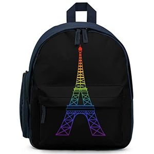 Regenboog Eiffeltoren Rugzak Gedrukt Laptop Rugzak Schoudertas Causale Reizen Dagrugzak voor Mannen Vrouwen Blauw-Stijl