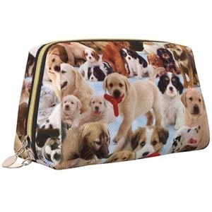 Leuke Pet Dogs Print Make-up Bag Draagbare Veelzijdige Toilettas Grote Capaciteit Cosmetische Tas voor Vrouwen, Wit, Eén maat, Toilettas