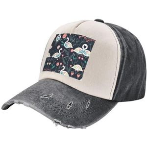 TyEdee Verstelbare vaderhoed met bloemenprint, veelzijdige baseballpet, outdoor hoed voor dames, cadeau voor vaderdag, Zwart en Wit, Eén Maat