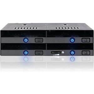 ICY DOCK FlexiDOCK MB014SP-B R1 Intern Hot Swap Dock voor 4X 2,5 inch SATA/SAS SSD/HDD in 1x 5,25 inch bay met uitwerpknoppen
