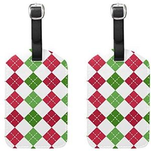 Bagage Labels,Groene en Rode Geometrische Bagage Bag Tags Travel Tags Koffer Accessoires 2 Stuks Set