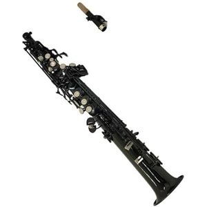Saxofoon Rechte Treble Saxofoon B Plat Glanzend Zwart Koperen Muziekinstrument Met Kofferaccessoires (Color : Light yellow)