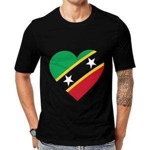 Love Saint Kitts And Nevis T-shirt met korte mouwen voor heren, ronde hals, print, casual T-shirt, tops, 5XL